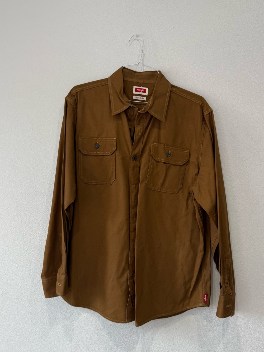 Wrangler Chestnut Brown Button-Up Shirt 93% cotton
